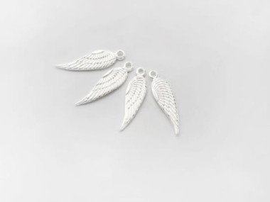 925 Sterling Silver Angel Wing Charms 5x16mm.
