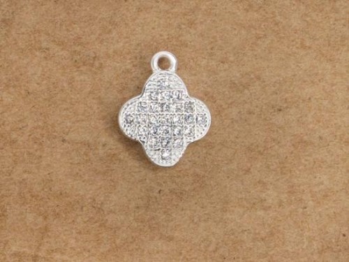 1 of 925 Sterling Silver Cubic Zirconia Clover Charm 9mm.