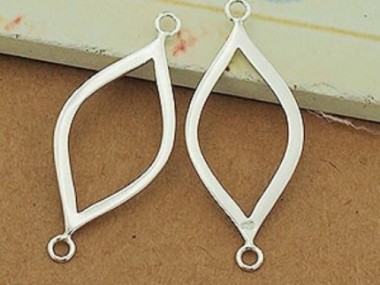 925 Sterling Silver Marquise Drop Links, Connectors 15x27mm.