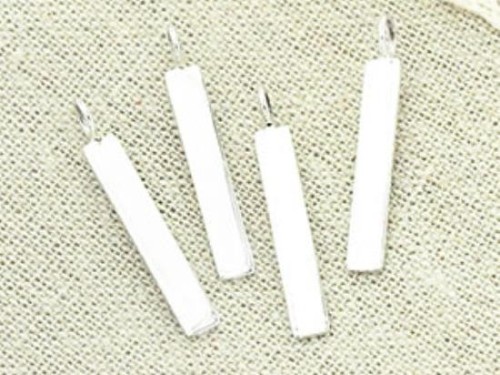 4 of 925 Sterling Silver Rectangle Blank Charms 4x24mm.