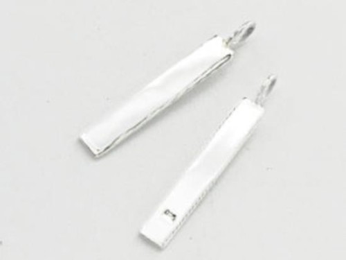 4 of 925 Sterling Silver Rectangle Blank Charms 4x24mm.