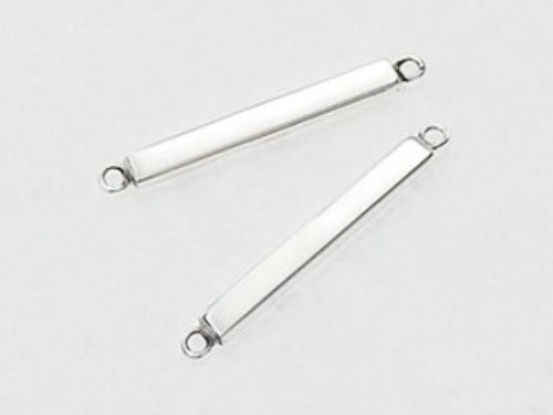 2 of 925 Sterling Silver Rectangle Bar Links, Connectors 2.5x20mm. Polish Finished