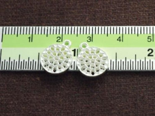 2 of 925 Sterling Silver Filigree Disc Charms 10 mm.Polish Finished