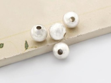4 of Karen Hill Tribe Silver Brushed Round Beads 8.5x8 mm.