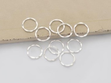 925 Sterling Silver Hammered Circle Closed Rings, Connectors 11.5mm.