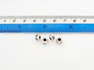 Karen Hill Tribe Silver Ohm Imprint Beads 6x4.3 mm.