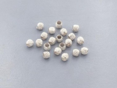 Karen Hill Tribe Silver Sandy Rondelle Beads 3x3.8 mm.