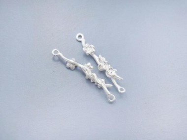 925 Sterling Silver Flower Branch Links, Connectors 5x28mm.