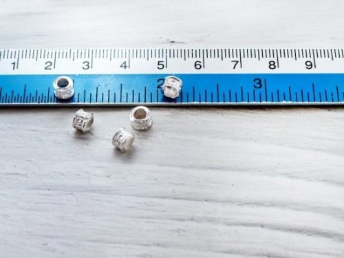 10 of Karen Hill Tribe Silver Imprint Ring Beads 5x3.7mm.