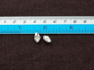 Karen Hill Tribe Silver Imprint Woven Beads 6x10mm.