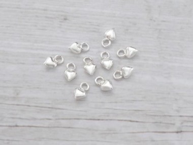 925 Sterling Silver Tiny Heart Charms 4 mm.