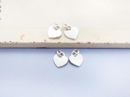 4 of 925 Sterling Silver Heart Charms 7.5x8 mm.