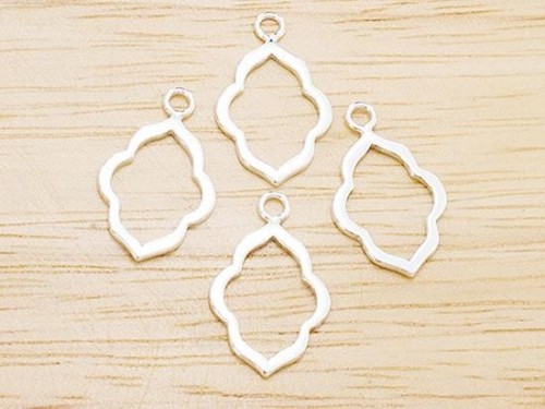 4 of 925 Sterling Silver Moroccan Style Drop Pendants 12x16 mm. Polish Finished