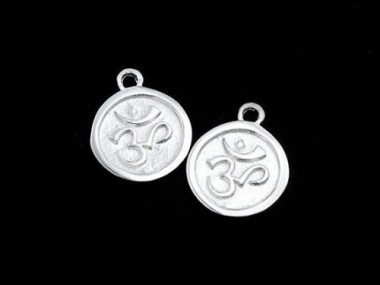 2 of 925 Sterling Silver Ohm Print Charms 10mm.