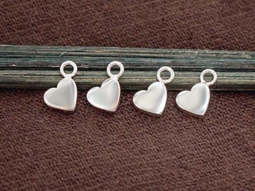 4 of 925 Sterling Silver Heart Charms 5x6mm. Polish Finished .