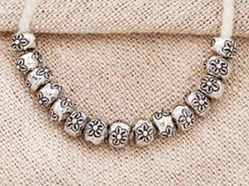 15 of Karen Hill Tribe Silver Imprinted Rondelle Beads 5x4mm.