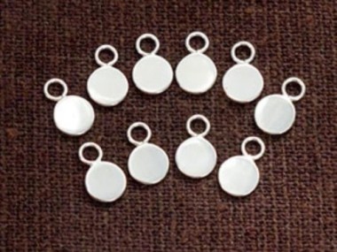 925 Sterling Silver Round Tag Charms 5mm