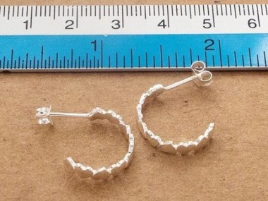 925 Sterling Silver Heart Hoop Stud Earrings 5x14.5 mm..