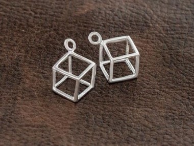 925 Sterling Silver Cube Charms 10.3 mm.