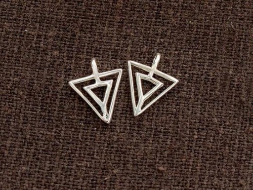4 of 925 Sterling Silver Triangle Charms 8x8.5 mm. Polish Finished .