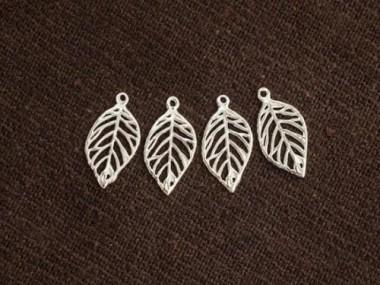 925 Sterling Silver Leaf Charms 7x11.5mm.,