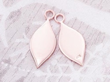 925 Sterling Silver Rose Gold Vermeil Style Drop Charms 8x16 mm.