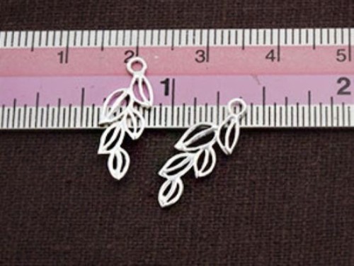 2 of 925 Sterling Silver Leaf Branch Charm 6x17mm. Polish Finished.