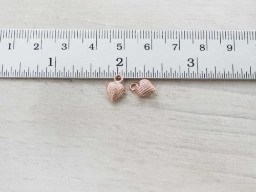 4 of 925 Sterling Silver Rose Gold Vermeil Style Heart Charms 7mm.