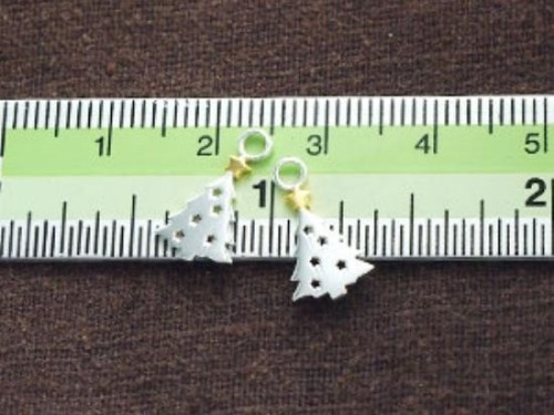 2 of 925 Sterling Silver Christmas Tree Charms 8x11mm. , tiny charms