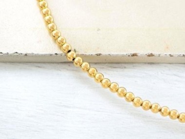 925 Sterling Silver Gold Vermeil Style Round Seed Beads 3 mm.