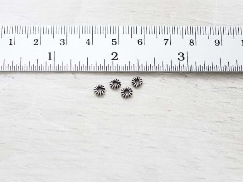 30 of 925 Sterling Silver Oxidized Small Spiral Spacer Beads 4.3 mm.