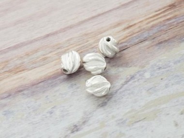 Karen Hill Tribe Silver Twist Oval Beads 7x8 mm.