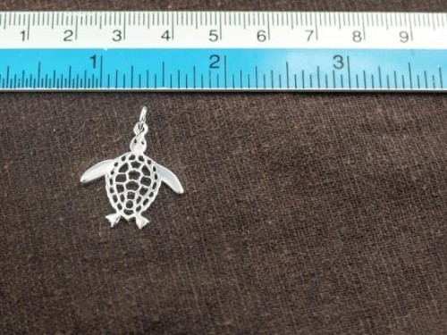 2 of 925 Sterling Silver Turtle Pendants 20x23mm.Polish Finished