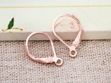 925 Sterling Silver Rose Gold Vermeil Style Lever Back Earwires 10x15 mm.
