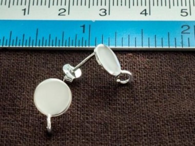 925 Sterling Silver Circle Disc Stud Earrings Post Findings 8mm.