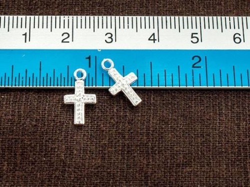 4 of 925 Sterling Silver Cross Charms 7x11mm.