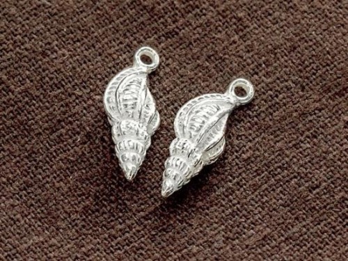 2 of 925 Sterling Silver Shell Charms 7x15 mm.