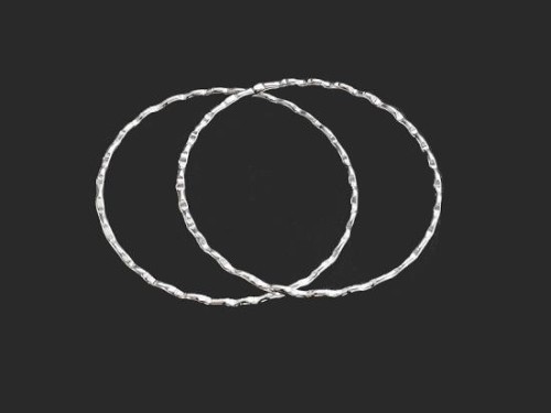 2 of 925 Sterling Silver Hammered Circle Closed Rings, Connectors 40x1.2mm.
