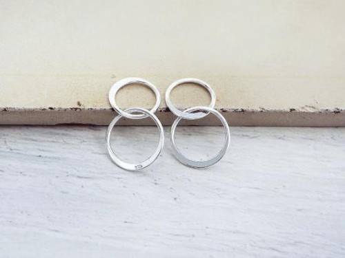 4 of 925 Sterling Silver Double Circle Rings Charms, Links, Connectors 10mm. & 12mm.