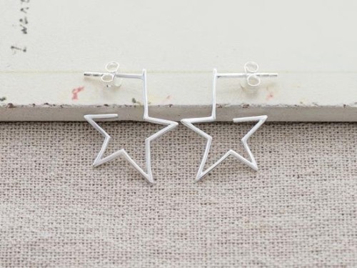 1 pair of 925 Sterling Silver Star Stud Earrings 19mm.