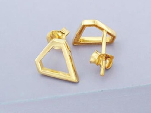 1 Pair of 925 Sterling Silver 24k Gold Vermeil Style Diamond Stud Earrings Post Findings.