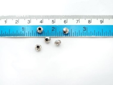 Karen Hill Tribe Silver Eye Imprint Beads 5x3.5 mm.