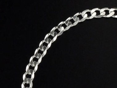 925 Sterling Silver Diamond Cut Curb Chain Bracelet.