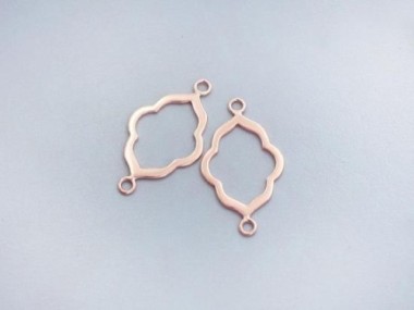 2 of 925 Sterling Silver Rose Gold Vermeil Style Moroccan Style Drop Links, Connectors 15x20 mm.