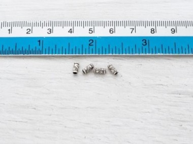 Karen Hill Tribe Silver Imprinted Bamboo Beads 2.5x5 mm.