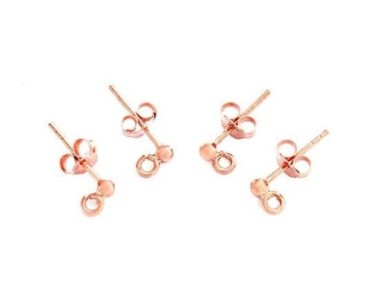 Rose Gold Vermeil Style Post Stud Earrings 2.5mm Ball with Opened Loop.