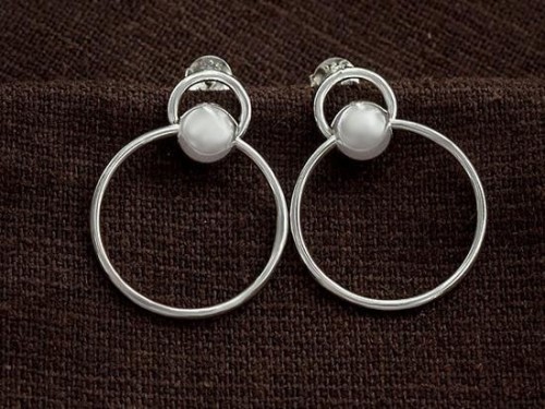 1 pair of 925 Sterling Silver Ball Circle Hoop Stud Earrings 19 mm.