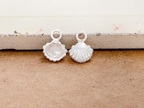 4 of 925 Sterling Silver Scallop Shell Charms 6x7mm. Small Charms