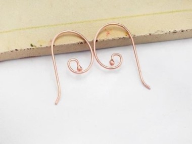925 Sterling Silver Rose Gold Vermeil Style Earwires 14x28 mm.