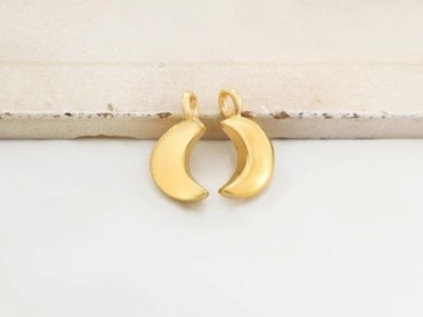 Karen Hill Tribe Silver Gold Vermeil Style Crescent Moon Charms 8x10mm.